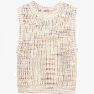 Mango Sleeveless Knit sweater vest rainbow with Pastel Speckles
